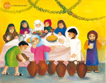 Aus der Kinderbibel „Gott spricht zu seinen Kindern“ von KIRCHE IN NOT; Illustration: Miren-Sorne Gomez